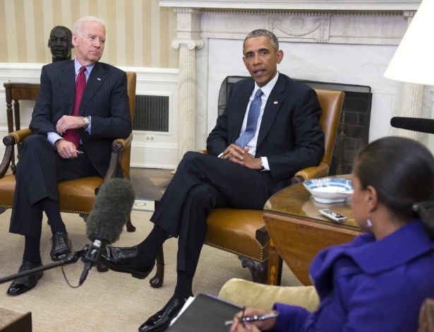 O presidente dos Estados Unidos, Barack Obama, o vice-presidente, Joseph Biden e a conselheira de Segurança Nacional EUA, Susan Rice - Shawn Thew - 7.jan.2015/EFE