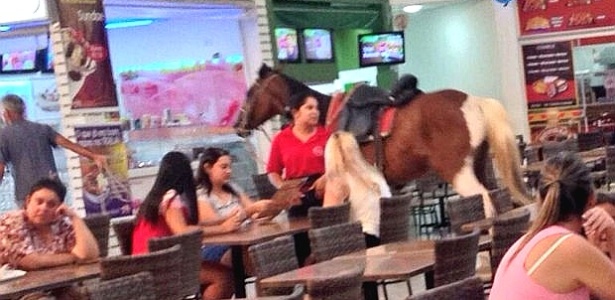 Cavalo em praça de alimentação de shopping em Boituva (SP) - Amanda Tavares/Arquivo pessoal