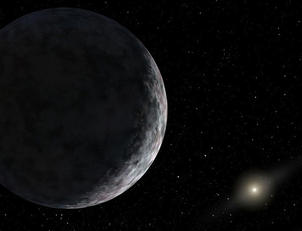 Impressão artística de um dos dois planetas recém-descobertos, além da órbita de Plutão, segundo anunciaram cientistas britânicos e espanhóis - Nasa/JPL-Caltech/PA