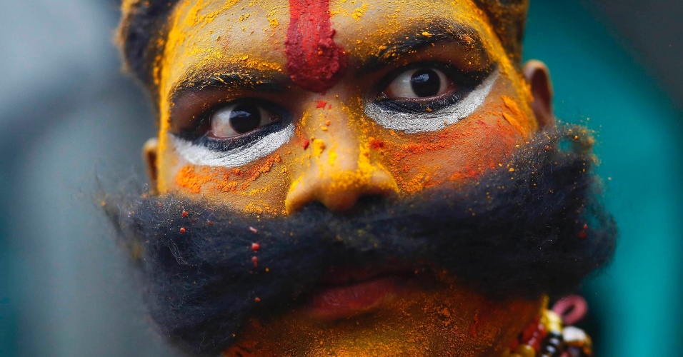 22.jan.2015 - Artista de Telangana participa de ensaio para o desfile do Dia da República, em Nova Déli, na Índia