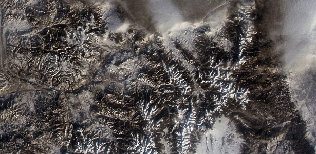 O Parque Nacional das Montanhas Rochosas, em registro do astronauta Terry Virts a partir da Estação Espacial Internacional - Terry Virts/Nasa