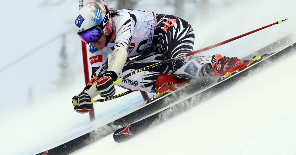 4.fev.2015 - Esquiadora Tina Weirather de Liechtenstein nos Alpes suíços, participa do Campeonato Mundial de Ski, em Beaver Creek, Colorado (EUA)