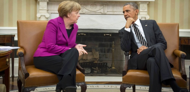 O presidente dos EUA, Barack Obama, se encontra com a chanceler alemã, Angela Merkel, na Casa Branca, em Washington, para discutir a crise na Ucrânia - Bundesregierung/Guido Bergmann/Reuters