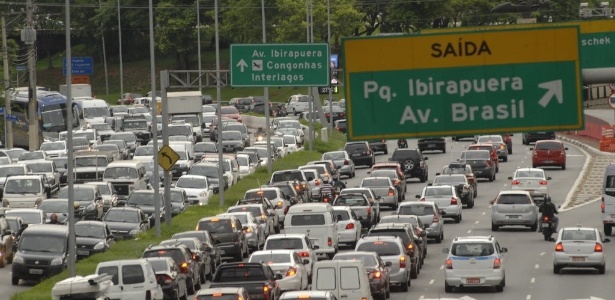 13.fev.2015 - Motoristas enfrentam trânsito intenso na avenida 23 de Maio, na zona sul de São Paulo, nesta sexta-feira (13) que inicia o feriado de Carnaval - Luciano Amarante/Folhapress