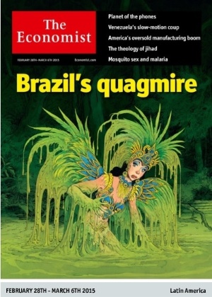 Capa da revista "The Economist" sobre o Brasil mostra passista de escola de samba afundando em atoleiro - Divulgação