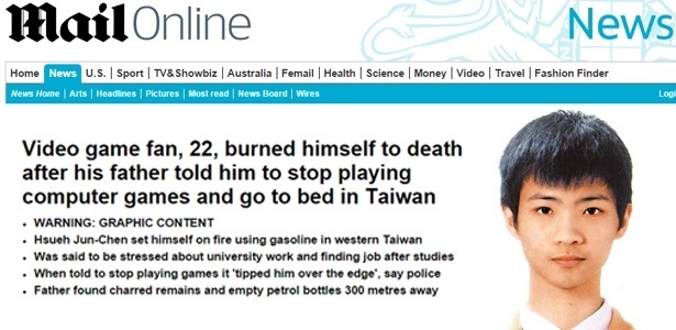 Hsueh Jun-Chen, 22, era fã de jogos online - Reprodução/DailyMail