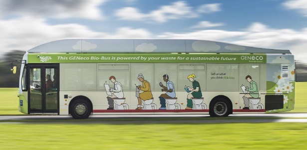 Bio-bus, ônibus britânico movido a cocô - Reprodução/Facebook/GENeco