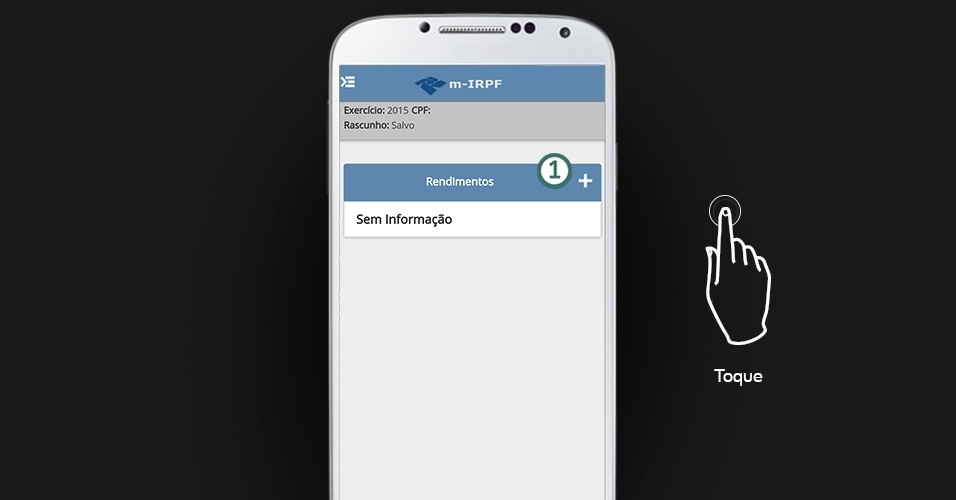 Tela do passo a passo do aplicativo para celular do IR 2015 em mobile