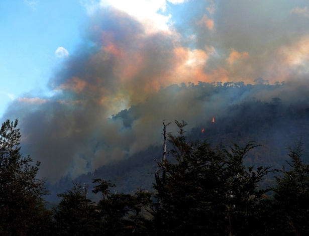 Incêndio florestal atinge o Parque Nacional Conguillo, no Chile - AFP