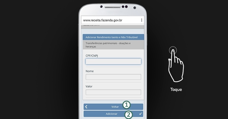 Tela do Passo a Passo do IR 2015 para celular e tablet