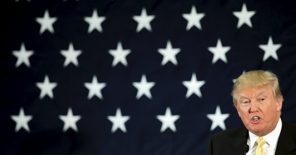 18.abr.2015 - Potencial candidato republicano às eleições de 2016 nos EUA, o empresário Donald Trump fala na Primeira Conferência de Liderança da Nação Republicana em Nashua, New Hampshire