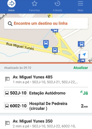 Aplicativo Moovit mostra programação de linhas de ônibus na parada que estiver mais próxima do usuário - Reprodução