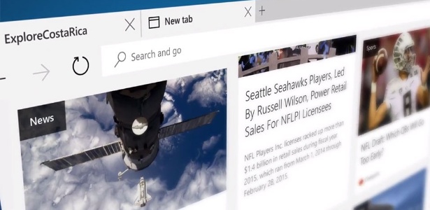 Tela do navegador Microsoft Edge, da Microsoft, que vai substituir o IE no Windows 10 - Reprodução