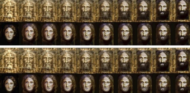 Imagem divulgada pela polícia da Itália mostra a "reconstrução" do rosto de Jesus Cristo quando criança, feita a partir do Santo Sudário - Efe