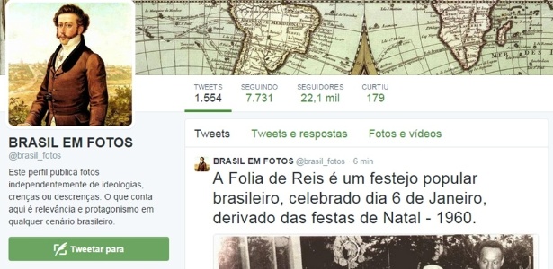 Carioca de 44 anos é o único autor por trás do perfil "Brasil em fotos" no Twitter - Reprodução