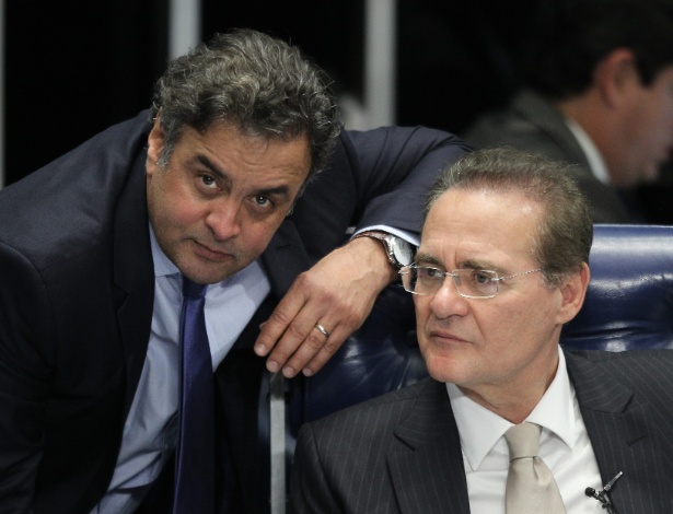 Renan Calheiros e Aécio Neves durante sessão do Senado no ano passado - Dida Sampaio/Estadão Contéudo