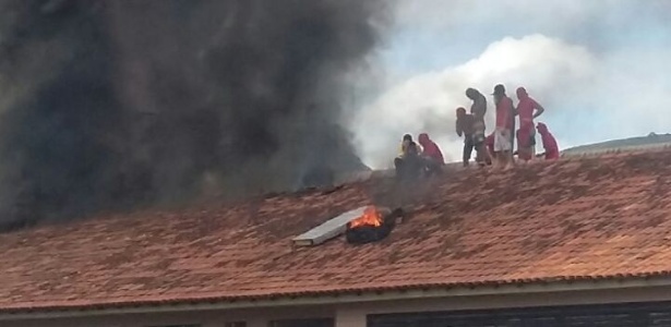 Cinco presos foram jogados de telhado de um dos pavilhões por outros detentos - Polícia Militar/Divulgação