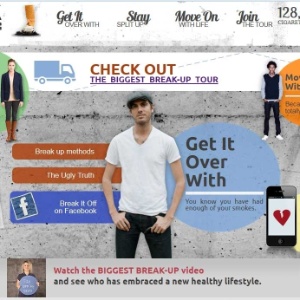 Página inicial do site "Break It Off", campanha canadense para incentivar jovens adultos a abandonarem o fumo - Reprodução