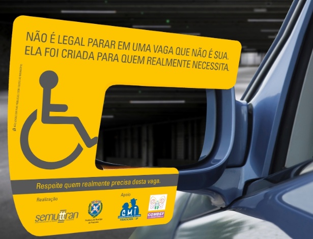 Campanha identifica veículos estacionados em vagas para deficientes em Piracicaba (SP) - Divulgação Semuttran