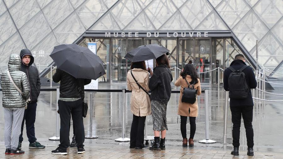 Imagem do Museu do Louvre, em Paris, fechado por causa do coronavírus - Ludovic Marin/AFP