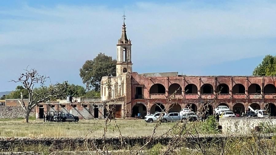 Vista de uma fazenda onde 12 pessoas foram mortas em um ataque em Salvatierra, estado de Guanajuato, México