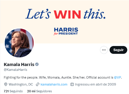 Perfis atualizados de Kamala Harris 