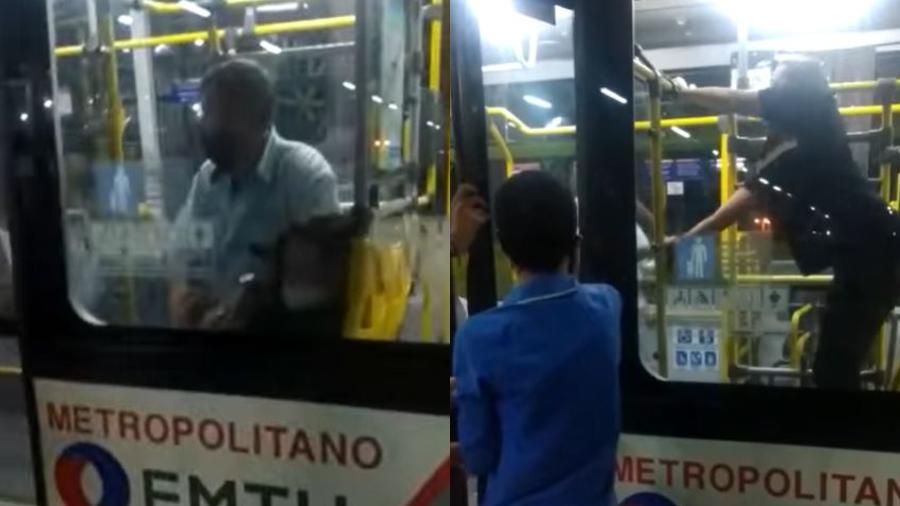 A discussão entre o motorista do ônibus e a passageira aconteceu no último domingo, no Terminal Luis Bertolosso, em Osasco - Reprodução/Facebook