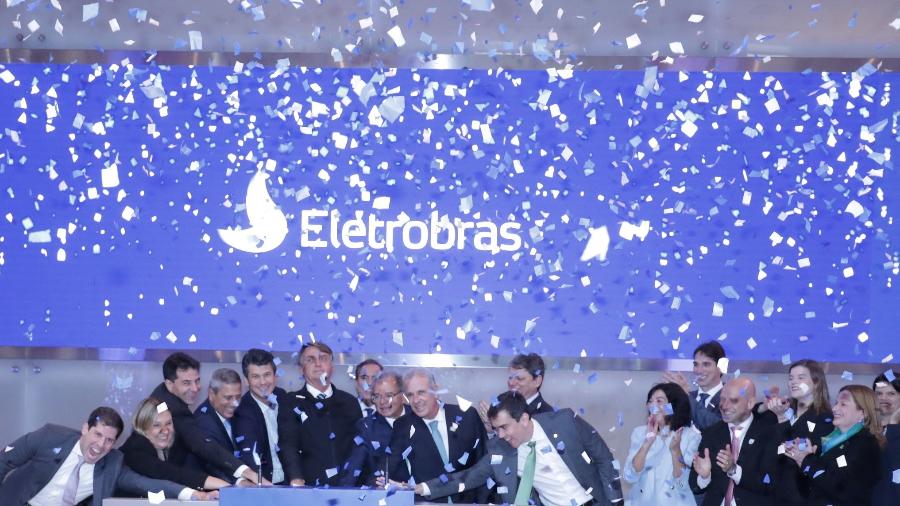 14.jun.2022 - Autoridades participam da cerimônia que marcou a privatização da Eletrobras, na B3, em São Paulo - Por Rodrigo Viga Gaier