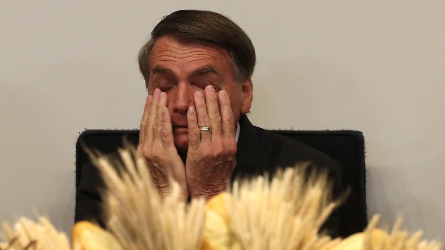 03.ago.2022 - O presidente da República, Jair Messias Bolsonaro (PL), durante o Culto de Santa Ceia, organizado pela Frente Parlamentar Evangélica, no auditório Nereu Ramos, na Câmara dos Deputados, em Brasília. - WILTON JUNIOR/ESTADÃO CONTEÚDO