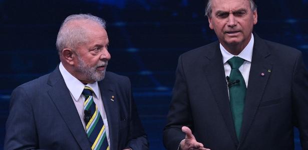 Lula e Bolsonaro durante debate antes do segundo turno das eleições