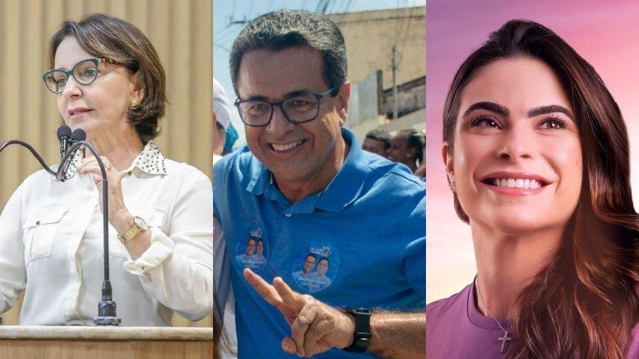 Emilia Correa (PL),  Luiz Roberto (PDT) e Yandra (União Brasil) são os candidatos com mais intenções de votos em Aracaju - Reprodução