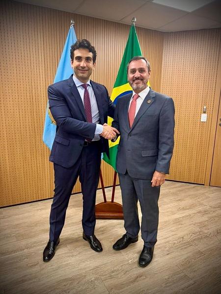 O presidente do Banco Central, Gabriel Galipolo, durante encontro com diretor-geral da Polícia Federal, Andrei Rodrigues