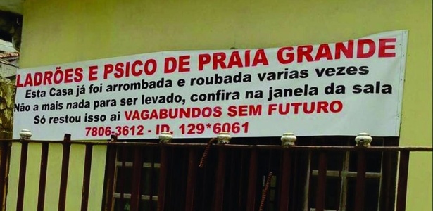 Depois de sofrer furtos, dono de casa em Praia Grande pendurou faixa para protestar - Rádio Bandeirantes