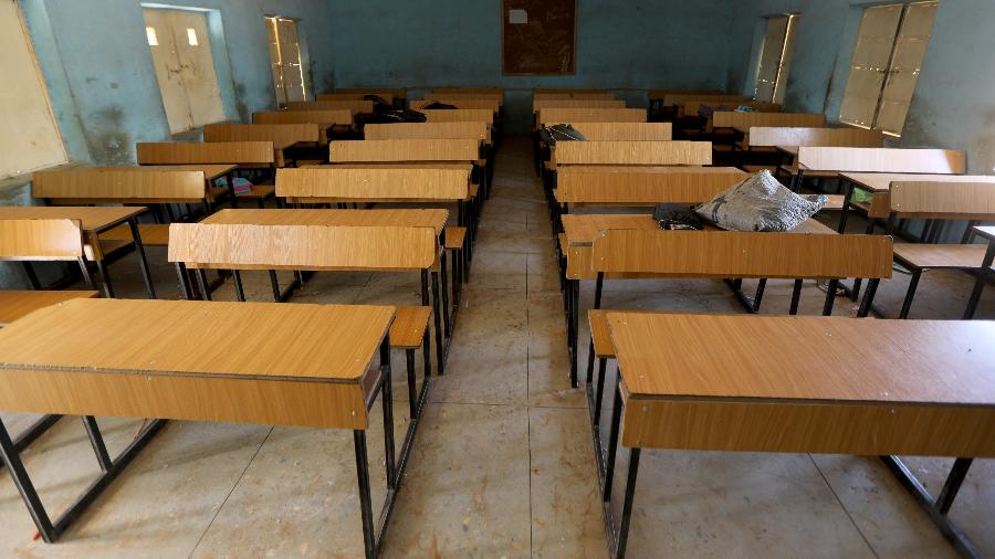 14.dez.2020 - Sala de aula vazia na escola onde centenas de estudantes foram sequestrados pelo Boko Haram, em Kankara, na Nigéria - Afolabi Sotunde/Reuters