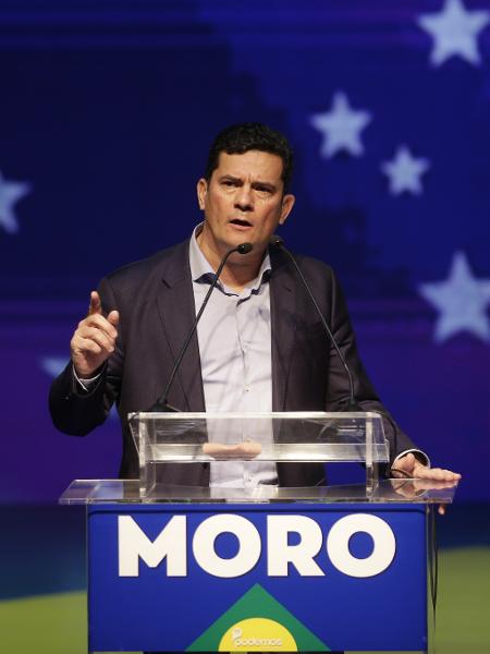 Sergio Moro discursa ao oficializar sua filiação ao Podemos em cerimônia em Brasília - Dida Sampaio/Estadão Conteúdo