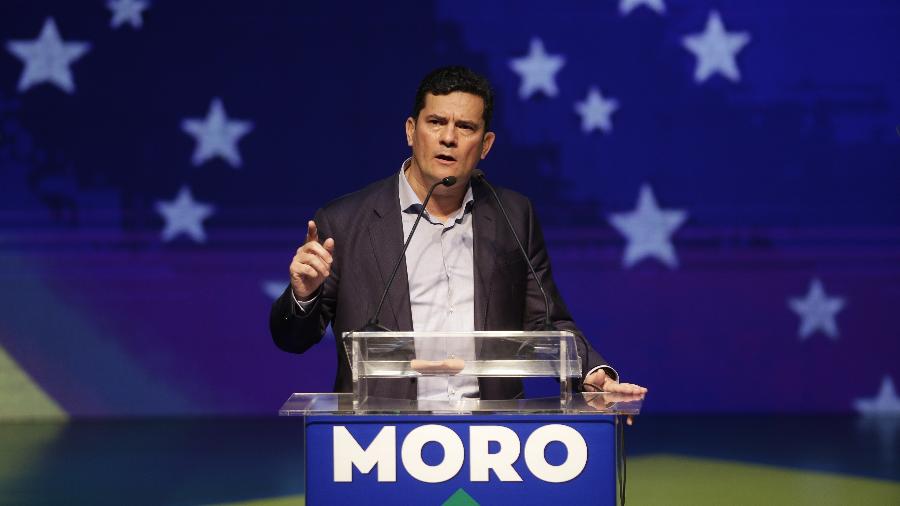 10.nov.22 - Sergio Moro discursa ao oficializar sua filiação ao Podemos em cerimônia em Brasília - Dida Sampaio/Estadão Conteúdo