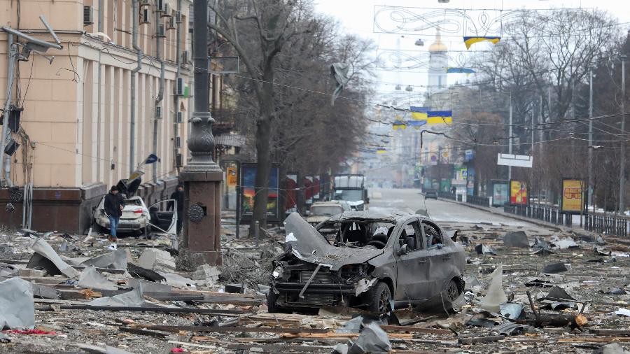Destruição do prédio do governo de Kharkiv que foi atingido por mísseis russos - Vyacheslav Madiyevskyy/Reuters