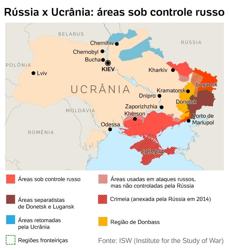 Mapa de Rusia invade Ucrania - 26.02.2022 - Arte UOL - Arte UOL