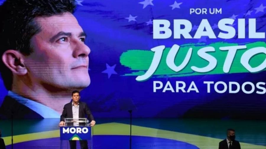 Moro em anúncio de sua filiação ao Podemos em novembro de 2021 - GETTY IMAGES