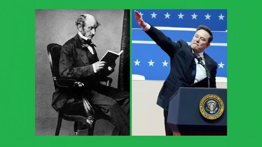 Stuart Mill e Elon Musk. Qual é o seu liberalismo? O de Stuart Mill ou o de um pistoleiro que faz saudação nazista? Uma escolha exclui a outra. E só uma é verdadeira Stuart Mill e Elon Musk. Qual é o seu liberalismo? O de Stuart Mill ou o de um pistoleiro que faz saudação nazista? Uma escolha exclui a outra. E só uma é verdadeira