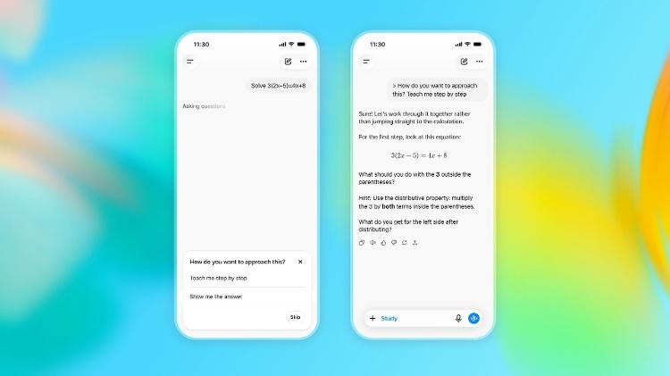 Em vez de responder diretamente, no modo estudo o ChatGPT pode criar um guia passo a passo para resolução de um problema matemático, por exemplo Em vez de responder diretamente, no modo estudo o ChatGPT pode criar um guia passo a passo para resolução de um problema matemático, por exemplo