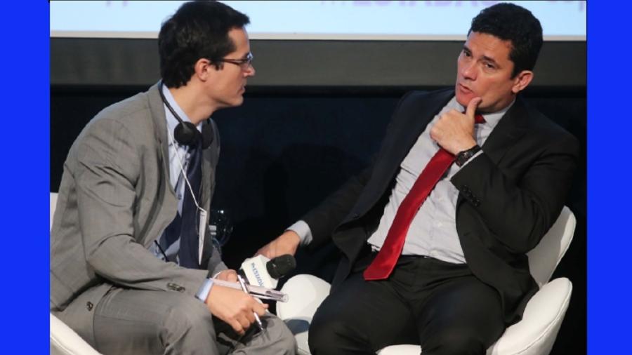 Deltan Dallagnol e Sergio Moro conversam - Jorge Araújo/Folhapress