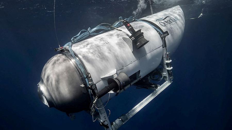 O submersível Titan, que implodiu em descida rumo ao Titanic em 18 de junho - OceanGate Expeditions/Divulgação via REUTERS