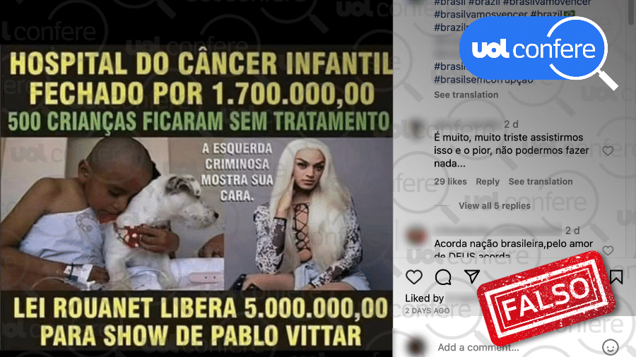 26.out.2023 - Não há registros de que a artista tenha recebido a quantia alegada nas redes sociais