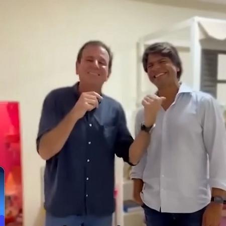 23.jun.2024 - Prefeito Eduardo Paes (PSD) e deputado Pedro Paulo (PSD) anunciam desapropriação de terreno no Rio para a construção do estádio do Flamengo