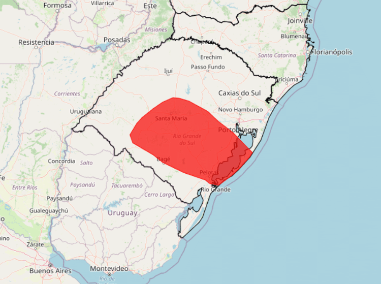 Inmet emite alerta de grande perigo para chuvas no Rio Grande do Sul até sexta (27)