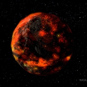 Representação artística mostra como deve ter sido o oceano de magma presente na Lua nos seus primórdios - GSFC/Nasa