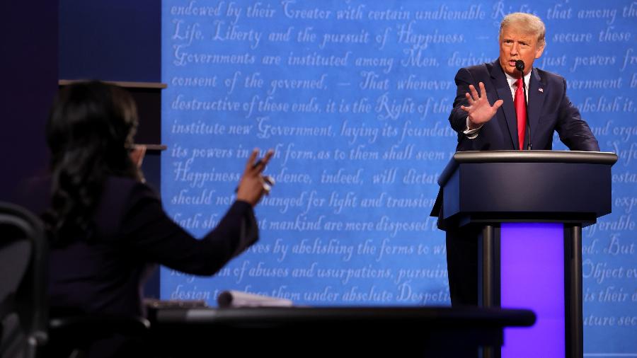 Donald Trump participa de debate contra o rival, o democrata Joe Biden - Justin Sillivan /Getty Images /AFP