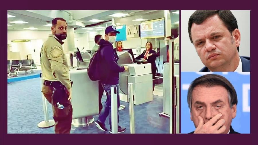 Anderson Torres (destaque) embarca em Miami rumo à prisão; situação de Bolsonaro (dest.), seu ex-chefe, se complica ainda mais - Reprdução; Reuters; Evaristo Sá/AFP