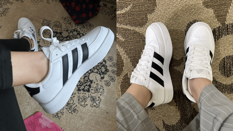 Tênis Breaknet da Adidas tem cabedal em couro sintético Tênis Breaknet da Adidas tem cabedal em couro sintético